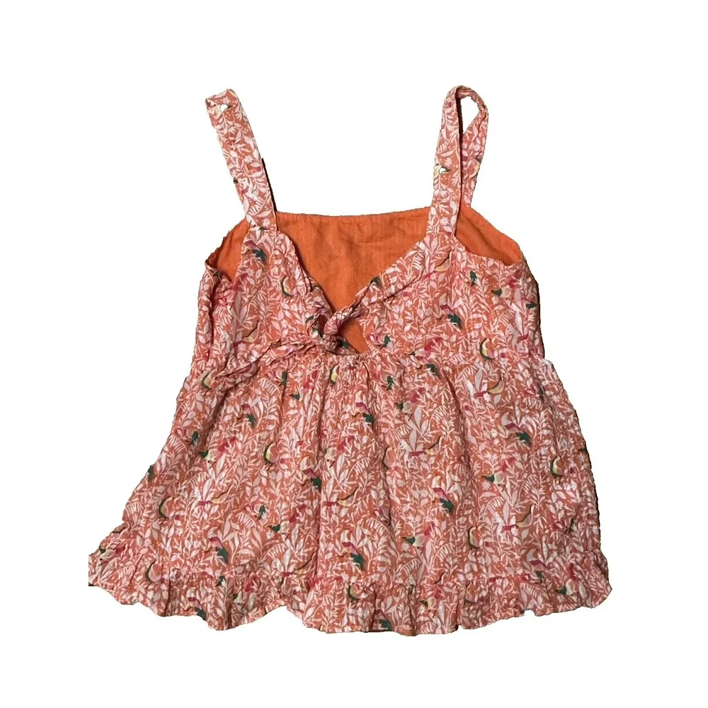 Loft Women's Size 8 Orange Bird Print Tank Top Shirt